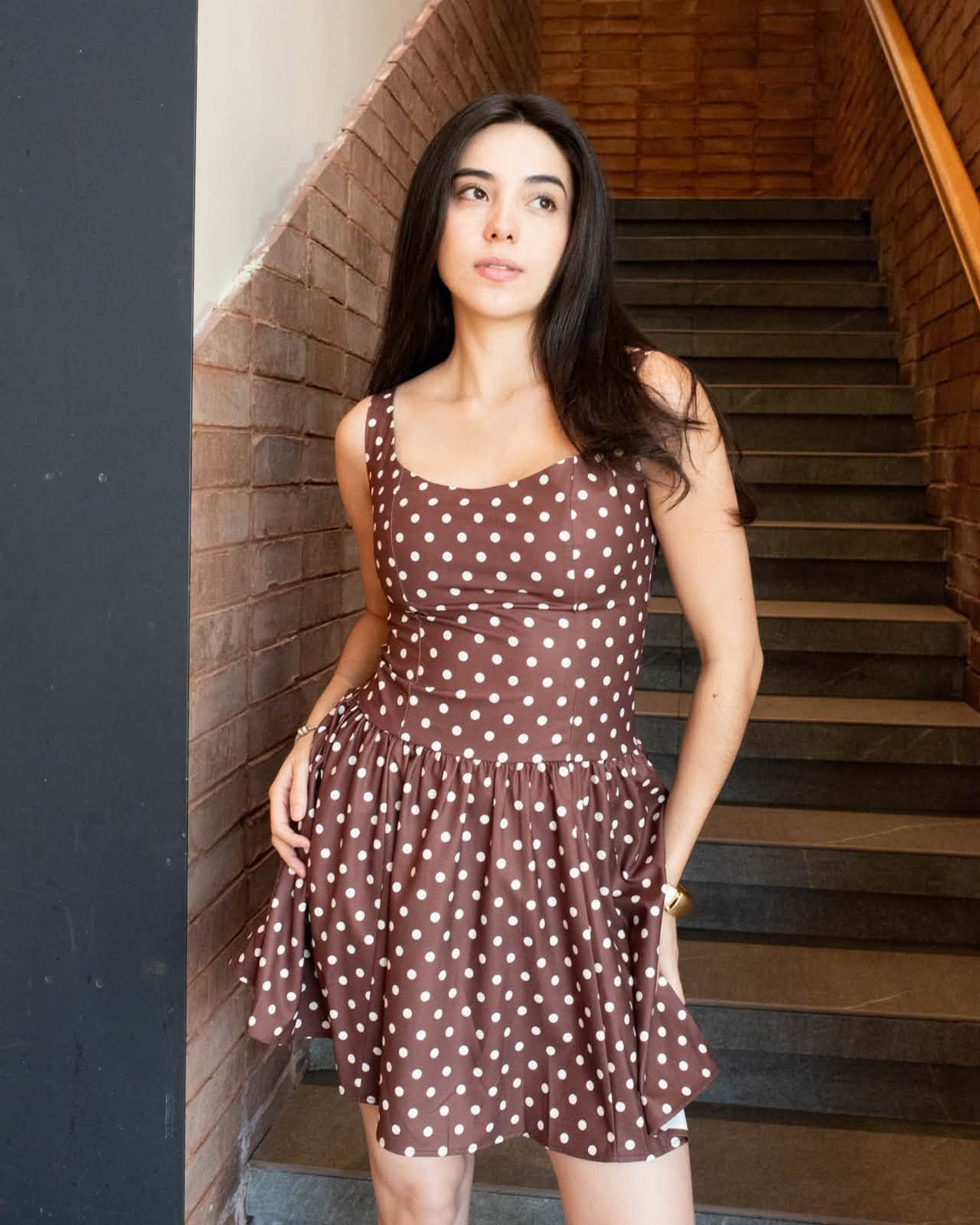 Brown Polka Dot Dress